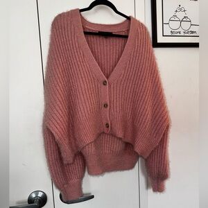 Furry cardigan with matching tank top